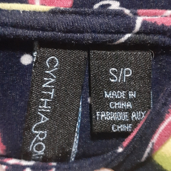 Cynthia Rowley Women's Size Small Fruit Print Jersey Knit Bath Robe in Blue - Picture 4 of 5